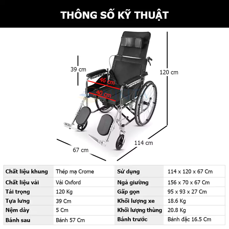 Xe lăn gấp gọn có bô Nikita N213