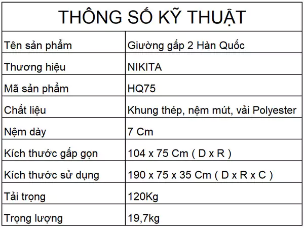 Giường Xếp Nikita Hq75